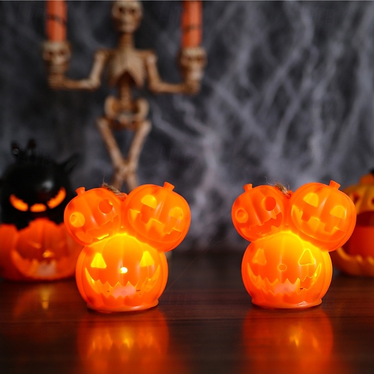 2025年 ハロウィンかぼちゃランタン 光る装飾小道具 3頭ミュータントかぼちゃランタン 雰囲気のある飾りランプ 1個  コレクション – $4.99 –P6