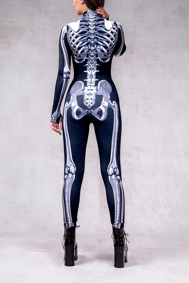 Halloweenský kostým s lebkou a kostlivcem, skupinové kostýmy pro páry, celotělový kombinéza, strašidelný kostým pro pány, ženy, chlapce, děti, dospělé, představení, párty, klub, halloween, karneval, 2025 - $29.99 –P5