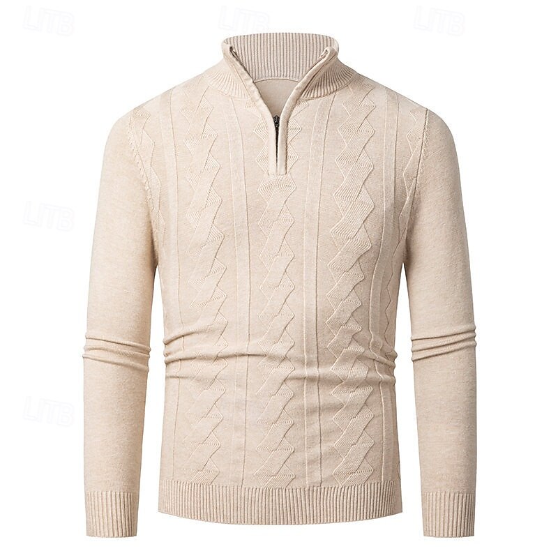 Herren Pullover Pullover mit Viertelreißverschluss Strickpullover Zopfmuster Stricken Normale Oberteile Gestrickt Einfach Viertelreißverschluss Mode Lässig Urlaub Alltagskleidung Bekleidung Herbst 2025 - $22.99 –P1