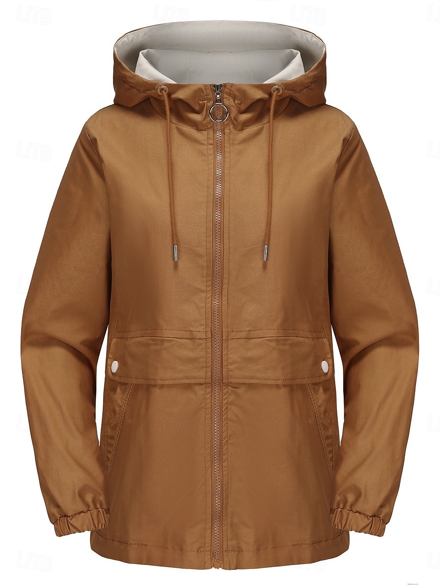 Dam Trenchcoat Hoodiejacka Bekväm Andningsfunktion Dragkedja Ficka Ledigt Slät Semester Gata Dagliga kläder Utekväll Dragkedja Normal Luvtröja Normal Långärmad Ytterkläder Svart Gul Vin Vår Höst 2025 - $51.99 –P16