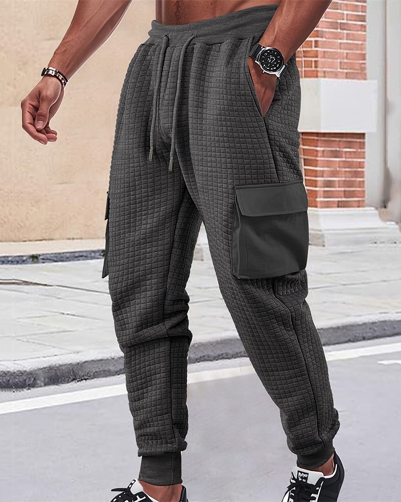 Men's Cargo Sweatpants Sweatpants Joggers Trousers Waffle Pants Drawstring Elastic Waist Multi Pocket Plain Comfort Daily Sports Outdoor Fashion Casual Wine Khaki Micro-elastic 2026 - $21.99 –P1