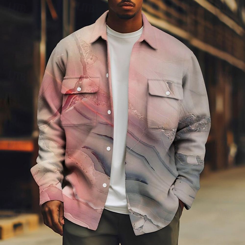 Per uomo Marmo Arte liquida astratta Camicia di Velluto a Coste Giacca-camicia Giacca camicia Manica Lunga Casual All'aperto Abbigliamento Quotidiano Autunno Inverno Collo ripiegato Bottonato Caldo del 2026 a $31.99 –P2