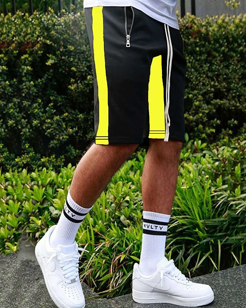 Homens calções atléticos Shorts de moletom Calção Shorts de verão Bolsos Cintura elástica Com Cordão Bloco de cor Conforto Respirável Curto Ao ar livre Esportes Clássico Casual Preto Amarelo de 2025 por $12.99 –P8