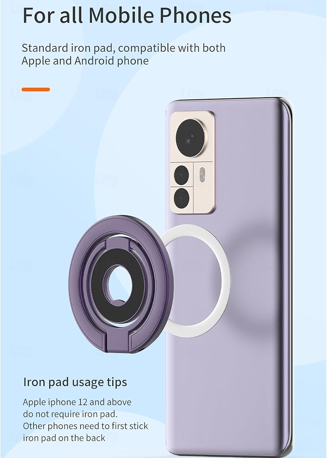 Suporte magnético para celular de dupla face - forte sucção para carro/mesa, ajustável em 360 graus, compatível com capas das séries iPhone, Samsung, Google e Moto de 2025 por $15.99 –P6