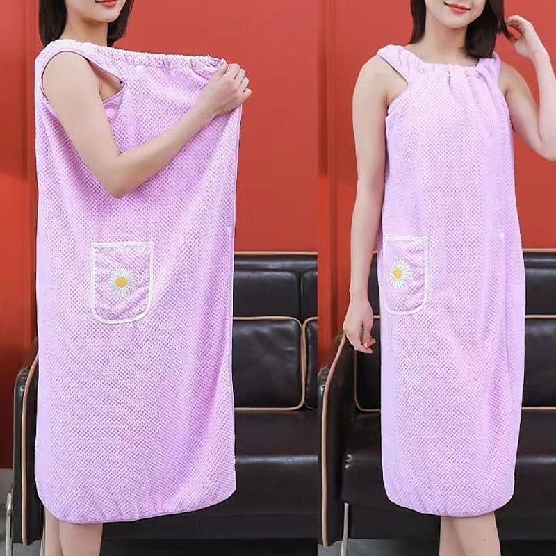Asciugamano da bagno in pile di corallo, ad asciugatura rapida, assorbente, indossabile, gonna da doccia per donna, morbido, spesso, ad asciugatura rapida, accappatoio per la casa, pigiama del 2025 a $11.99 –P3