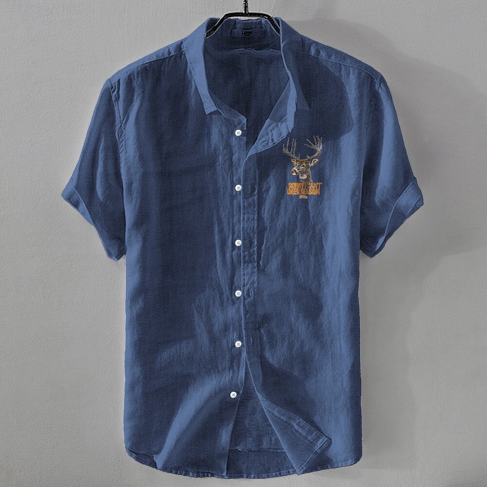 Homens Camisa de linho Camisa casual Camisa de algodão e linho camisa de botão Animal Modelado Férias Roupa Diária Branco Azul Marinho Escuro Azul Céu cáqui Manga Curta Lapela Todas as Estações Roupa de 2025 por $18.99 –P6