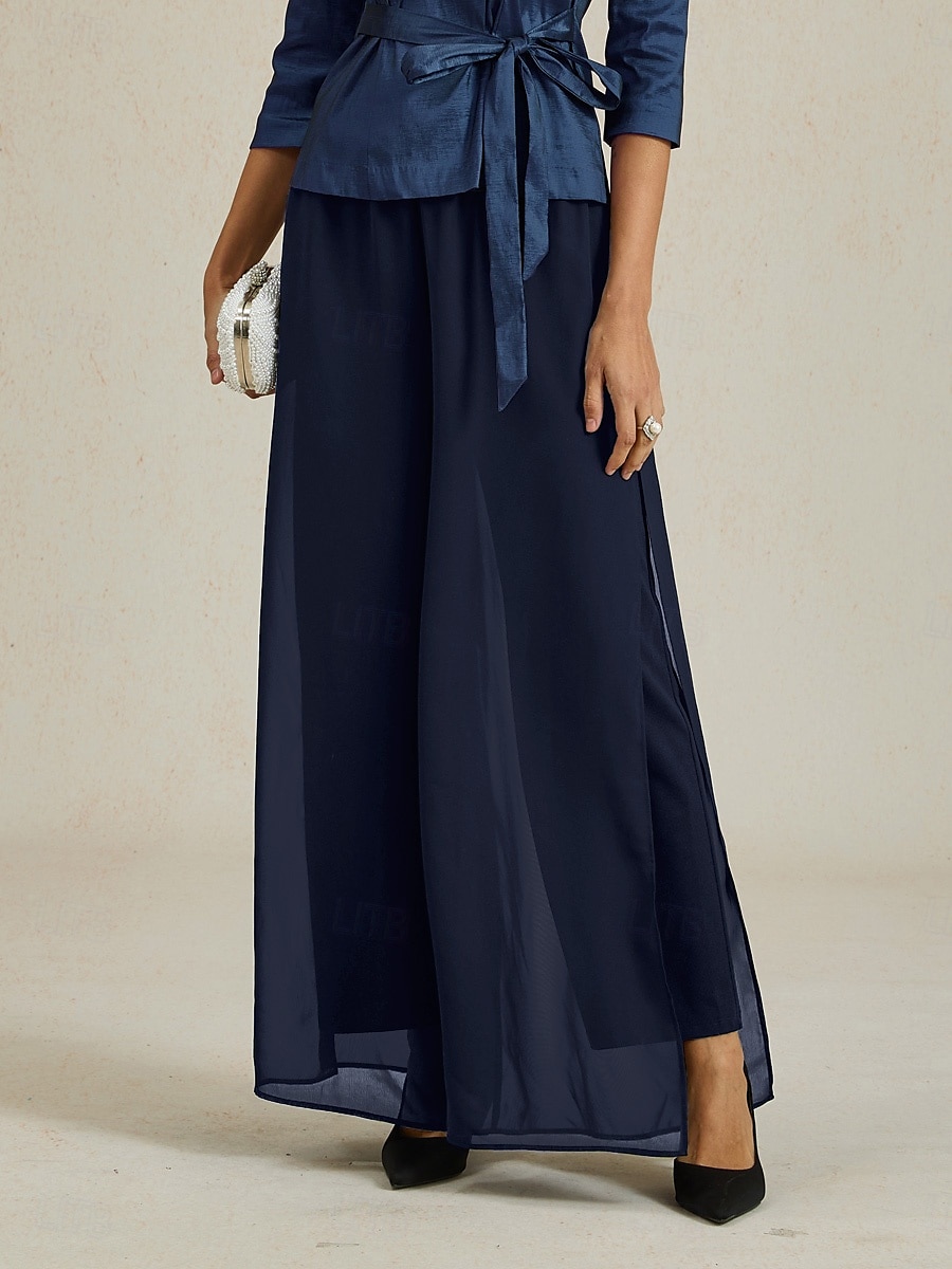 Dames Brutaal Broek met rechte pijpen Elegant Stijlvol Klassieke Stijl Volledige lengte Middelhoge taille Effen Kleur Elastische taille Rekbaar Bruiloft Vakantie Feest Marineblauw Lente, Herfst 2025 - $49.99 –P2