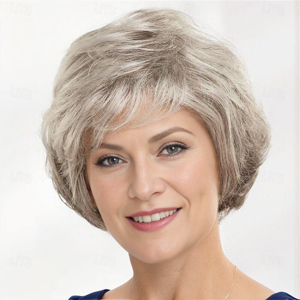 Synthetic Wig Curly With Bangs Machine Made Wig Short A1 A2 A3 A4 Synthetic Hair Women's Soft Fashion Easy to Carry Blonde Brown Silver 2025 - $19.99 –P2