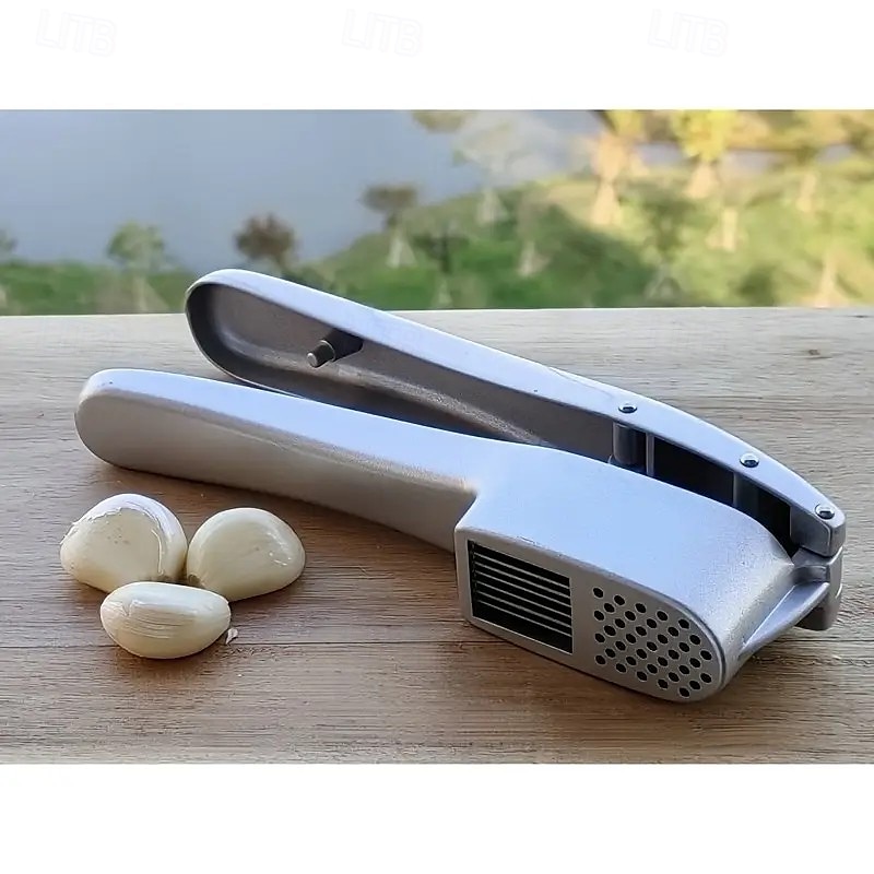 2-in-1 knoflooksnijder en -stamper, multifunctionele knoflookpers met reinigingsborstel, keukenhulp van aluminiumlegering voor eenvoudige knoflookbereiding 2025 - $18.99 –P3