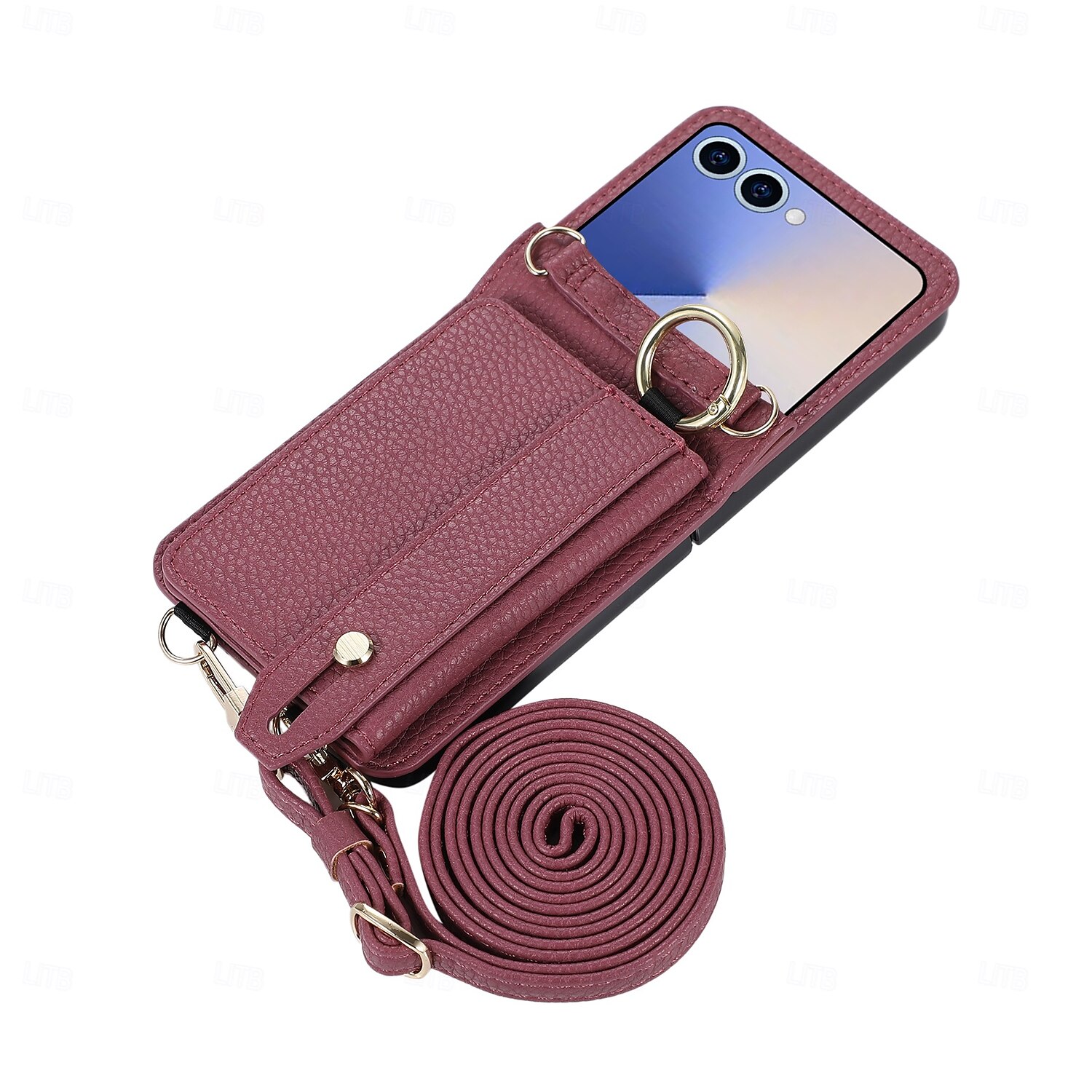 telefono Custodia Per Samsung Galaxy Z Flip 7 Z Flip 6 Z Flip 5 Z Flip 4 Copertura Posteriore con Cordino Cavalletto Slot per Carte Retrò TPU Pelle PU del 2025 a $24.99 –P5
