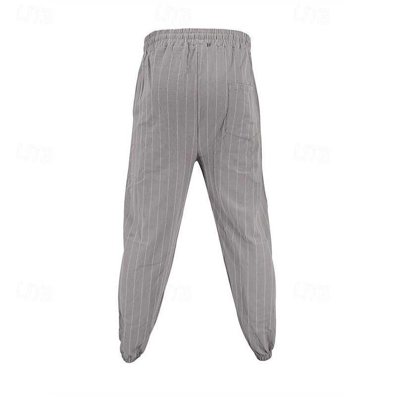 Hombre Pantalones de lino y algodón Pantalones deportivos Pantalones de Deporte Persona que practica jogging Pantalones Bolsillo Cintura elástica Correa A Rayas Comodidad Deporte Diario Moda Casual 2025 - $23.99 –P11