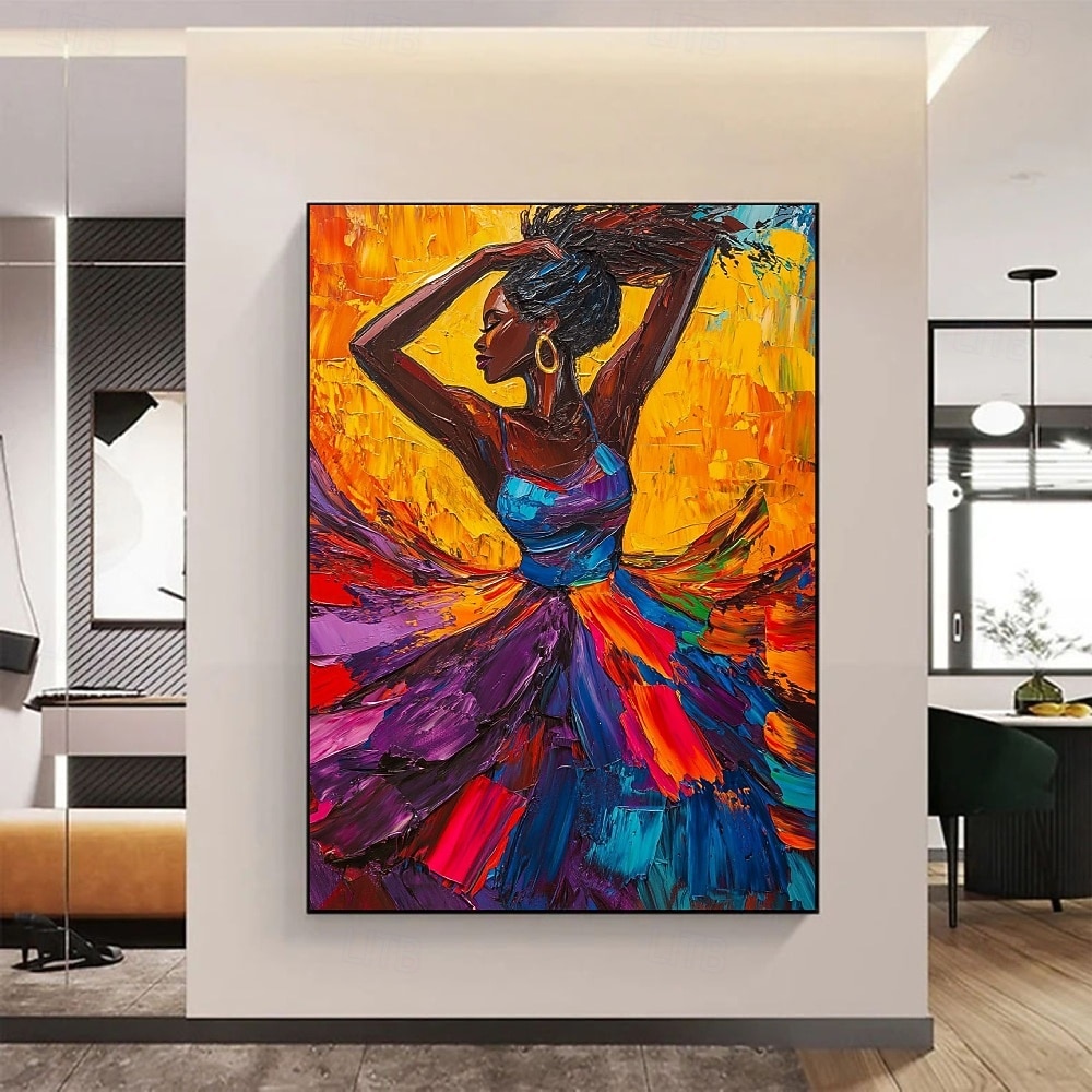 handgemachtes abstraktes Figurengemälde einer Tänzerin, kräftiger Rhythmus, strukturiertes Porträt einer tanzenden Ölmalerei, Muse-Leinwandgemälde, Porträt-Ölgemälde, Pattle Knife-Figurenmalerei 2025 - $209.29 –P5