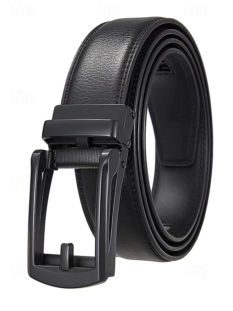 Ceinture en cuir véritable pour homme avec boucle à cliquet automatique – Ceinture classique ajustable pour le travail, le bureau et le quotidien de 2025 ? $14.99 –P4