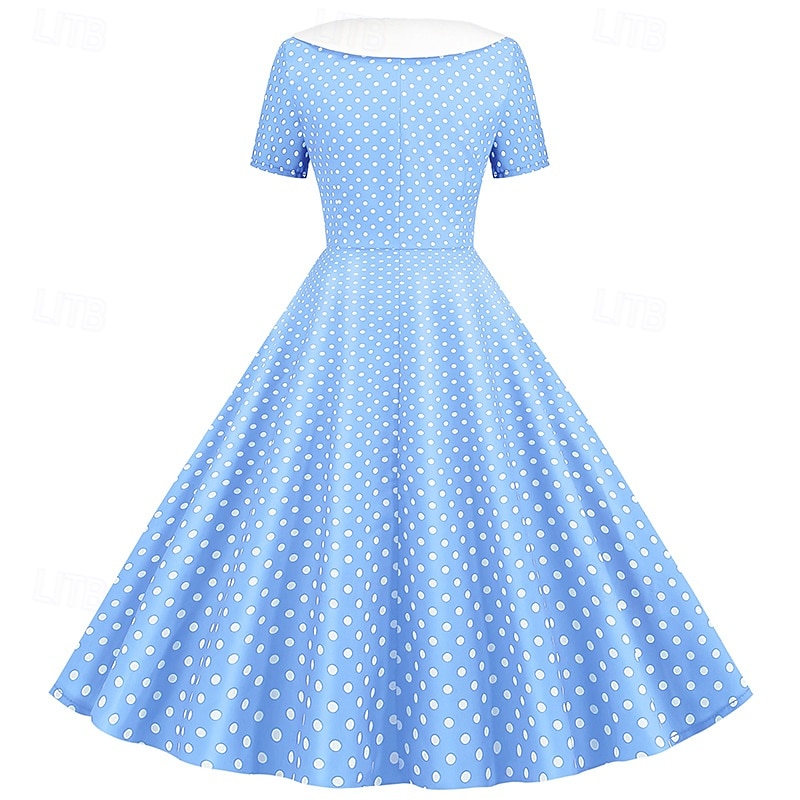 Retro Vintage 1950s Rockabilly Knee Length Dress Swing Dress Flare Dress Normal Polka Dot A-Line V Neck Fancy Dress Women's Carnival New Year Masquerade Daily Wear Tea Party Retro Theme Party Adults' 2026 - $34.99 –P16