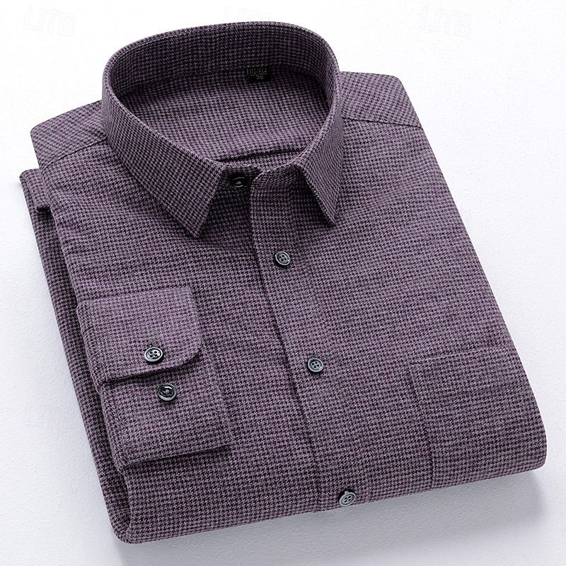 Men's Shirt Dress Shirt Collared Shirt Button Up Shirt Plaid / Striped / Chevron / Round Daily Wear Corporate Clothing Black Red Blue Green Long Sleeve Shirt Collar All Seasons Clothing Apparel Buckle 2026 - $36.99 –P6