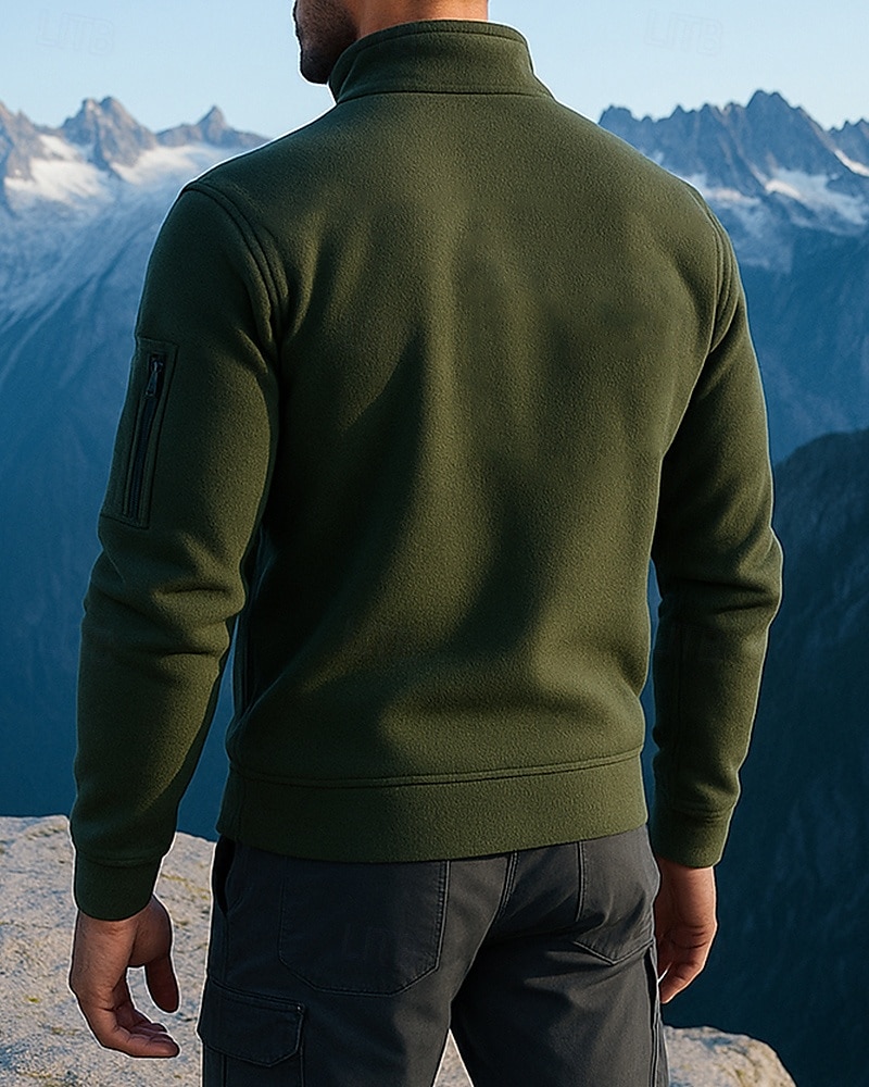 Miesten Fleece-collegepaita Pitkähihainen Stand-kaula-aukko Topit Ulko- Pidä lämpimänä Talvi Polyesteri Musta Armeijan vihreä Harmaa Matkailu Juoksu 2025 - $21.99 –P2