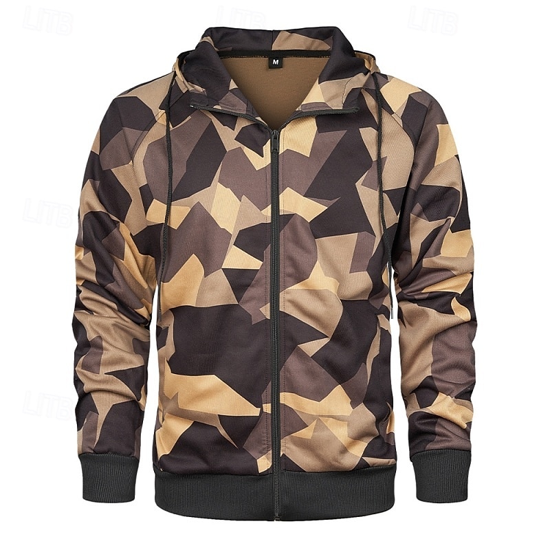 Herren Kapuzensweatshirt Vollreißverschluss-Kapuzensweatshirt Armeegrün Blau Khaki Mit Kapuze Einfach Tarnung Tasche Sport & Outdoor Lässig Täglich Streetwear Cool Sportbekleidung Frühling & Herbst 2026 - $28.99 –P2