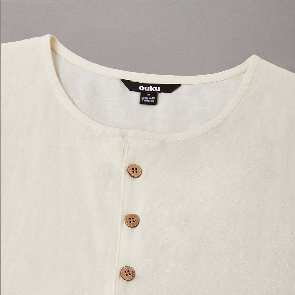 Муж. Рубашка Хенли Безрукавка Без рукавов Хенли Лето Полотняное плетение Мода Оригинальный рисунок Богемные Пуговицы Повседневные Отпуск На выход Светло-синий Черный Белый Футболка для мужчин 2026 - $17.99 –P1