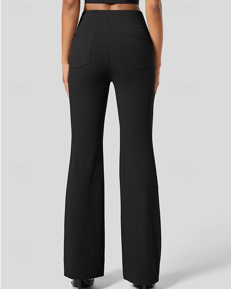 Per donna Gamba larga Pantaloni a zampa Pantaloni Eleganti Streetwear Casual Lunghezza intera Naturale Semplice Tasca Elastico in vita Comodo All'aperto Vacanza Ferie Grigio scuro Nero Verde militare del 2025 a $24.99 –P3