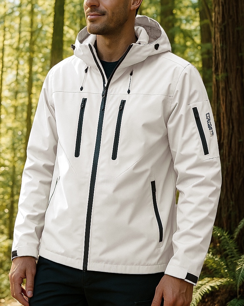 Men's Windbreaker Hiking Jacket Rain Coat Outdoor Waterproof Windproof Lightweight Hiking Outfits Hiking Clothes Spring Autumn / Fall Top Camping / Hiking / Caving Running Black White Dark Purple 2026 - $49.99 –P8