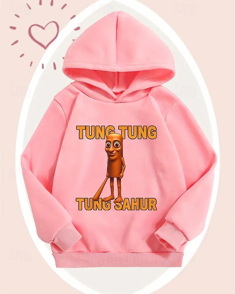 Pojkar 3D Tung Tung Grafisk Huvtröja Långärmad Vår Höst Mode Streetwear Barn 4-12 år Huva Friluftsliv Casual Dagligen Normal Passform 2025 - $18.99 –P3