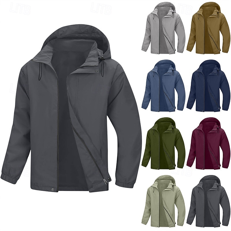 Herren Outdoorjacke Freizeitjacke Urlaub Täglich Wasserdicht Winddicht Tasche Herbst Winter Einfach Mode Klassisch Mit Kapuze Regulär Hellgrün Wein Marineblau Blau Khaki Jacken 2025 - $36.99 –P1