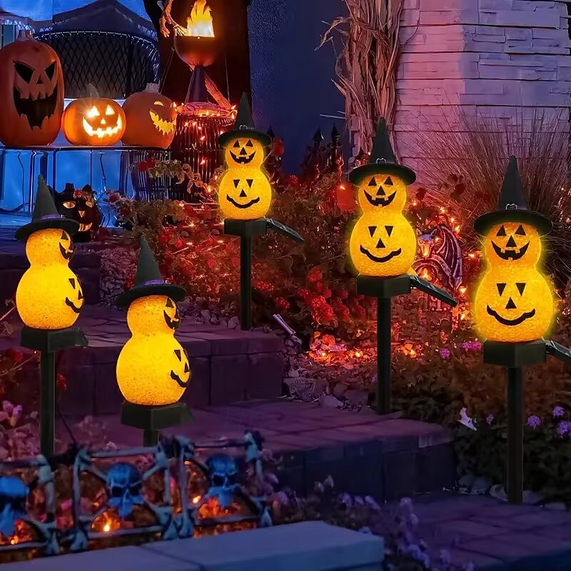 Solar Power Halloween Pumpkin Garden Lamp Ghost Lights For Garden Yard All Saints' Day Gravestone Garden Lawn Yard Patio Decorative Pathway Lights 1X 2X 2025 - $15.99 –P4
