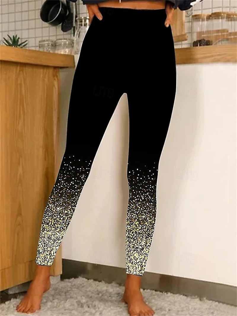 Per donna Pantaloni Eleganti Leggings Collant Atletico Lunghezza intera Naturale Grafico Stampato Comodo Sollevamento glutei Controllo addominale Yoga Casual Quotidiano Oro nero Nero 1 # Nero 2 del 2025 a $14.99 –P13