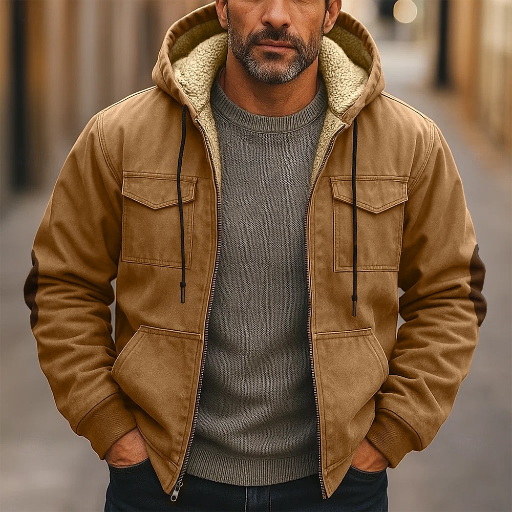 Homens Moletom Full Zip Hoodie Moletom de lã Moletom Tático Verde Tropa Cáqui Cinzento Com Capuz Colarinho polo Tecido Bolso frontal Desportos e Ar livre Casual Diário Roupa de rua Legal Designer de 2025 por $36.99 –P2