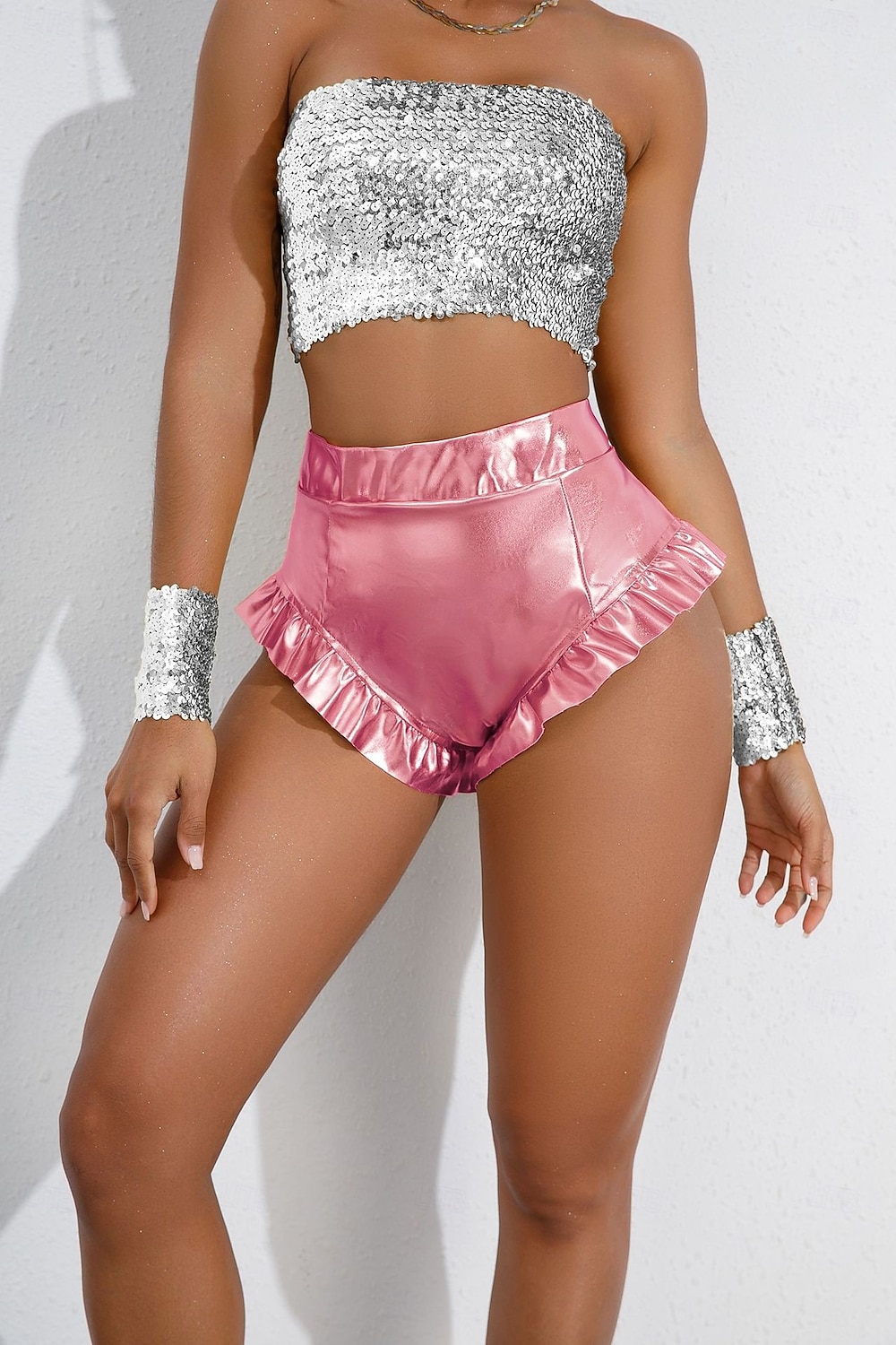 Retro Vintage 1980er Glänzend Metallisch Shorts Hotpants Disco Einfarbig Kostüm Damen Karnevalskostüm Karneval Club Pride Parade Pride-Monat Erwachsene Shorts 2025 - $29.99 –P13