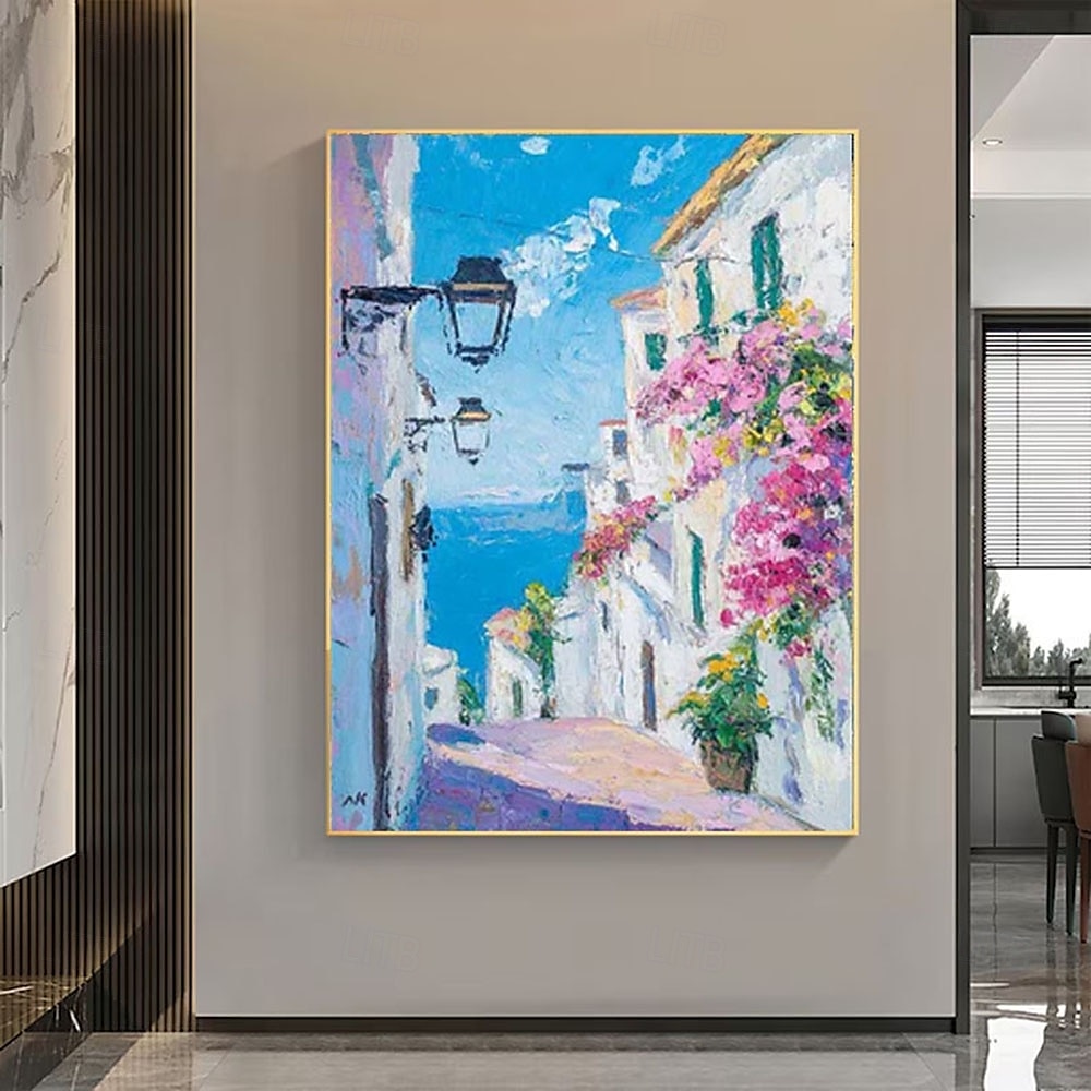 Handmade abstract street art oil painting France Paris City Landscape oil painting Oil painting of Street View of Paris City People walking in the bustling streets of Paris frame painting 2025 - $255.79 –P1