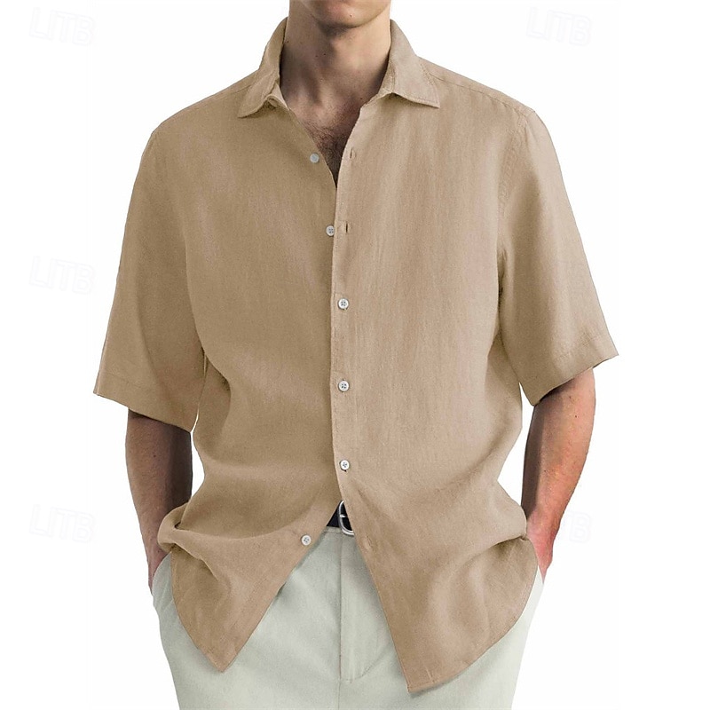 Herren Hemd Sommerhemd Freizeithemd Strandhemd Knopfhemd Schwarz Weiß Hellgrün Rosa Wein Kurzarm Einfach Revers Urlaub Hawaiianisch Bekleidung 100% Baumwolle Mode Lässig Bequem 2025 - $25.99 –P6