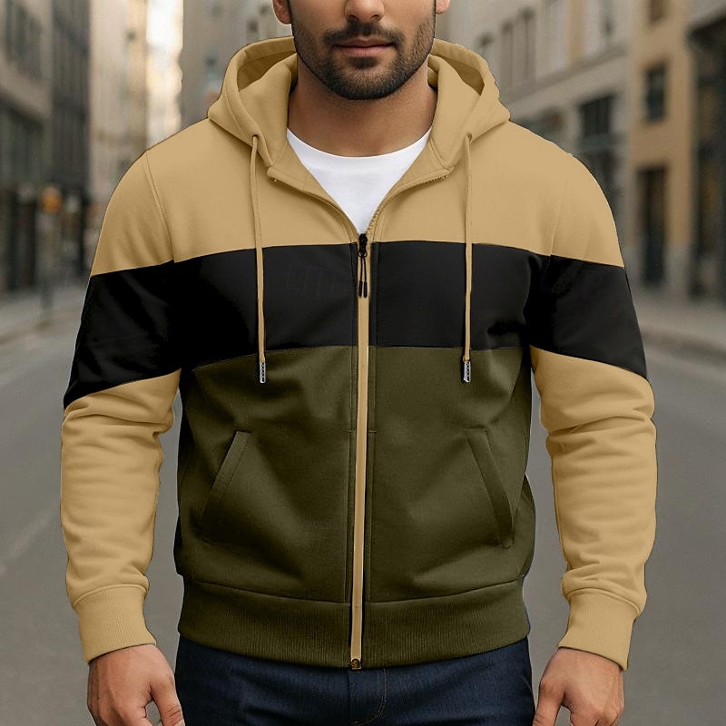 Hombre Sudadera Sudadera con capucha y cremallera completa Sudadera Con Capucha Blanco Rojo Azul Piscina Caqui Con Capucha Plano Retazos Deporte Diario Ropa de calle Ropa de calle Fresco Design 2025 - $27.99 –P3