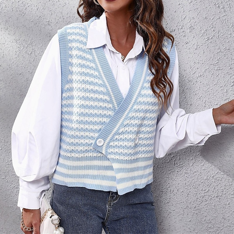Pull femme mode floral côtelé col rond tricoté manches longues hauts réguliers tricot sortie week-end blanc bleu automne de 2025 ? $18.99 –P3