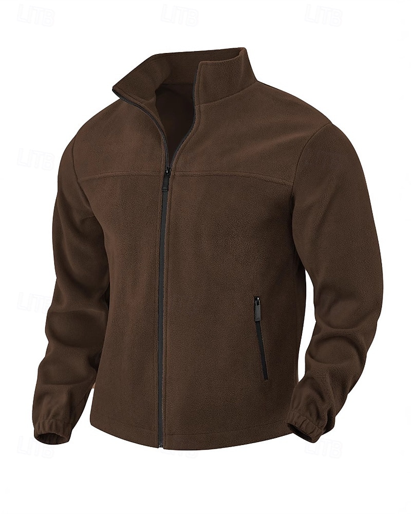 Bărbați Hanorca Fleece Polar Jachetă din lână Hanorac cu fermoar complet Negru Mov Portocaliu Gri Deschis Gri Închis Guler în picioare Simplu Buzunar Sporturi & Exterior Zilnic Concediu Poliester Șic 2025 - $32.99 –P10