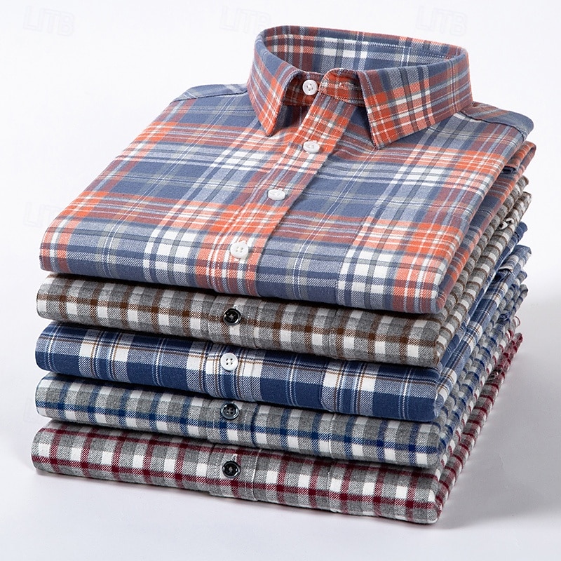 Men's Shirt Dress Shirt Collared Shirt Button Up Shirt Plaid / Striped / Chevron / Round Daily Wear Corporate Clothing White+khaki Pink Wine Navy Blue Long Sleeve Shirt Collar All Seasons Clothing 2026 - $36.99 –P1