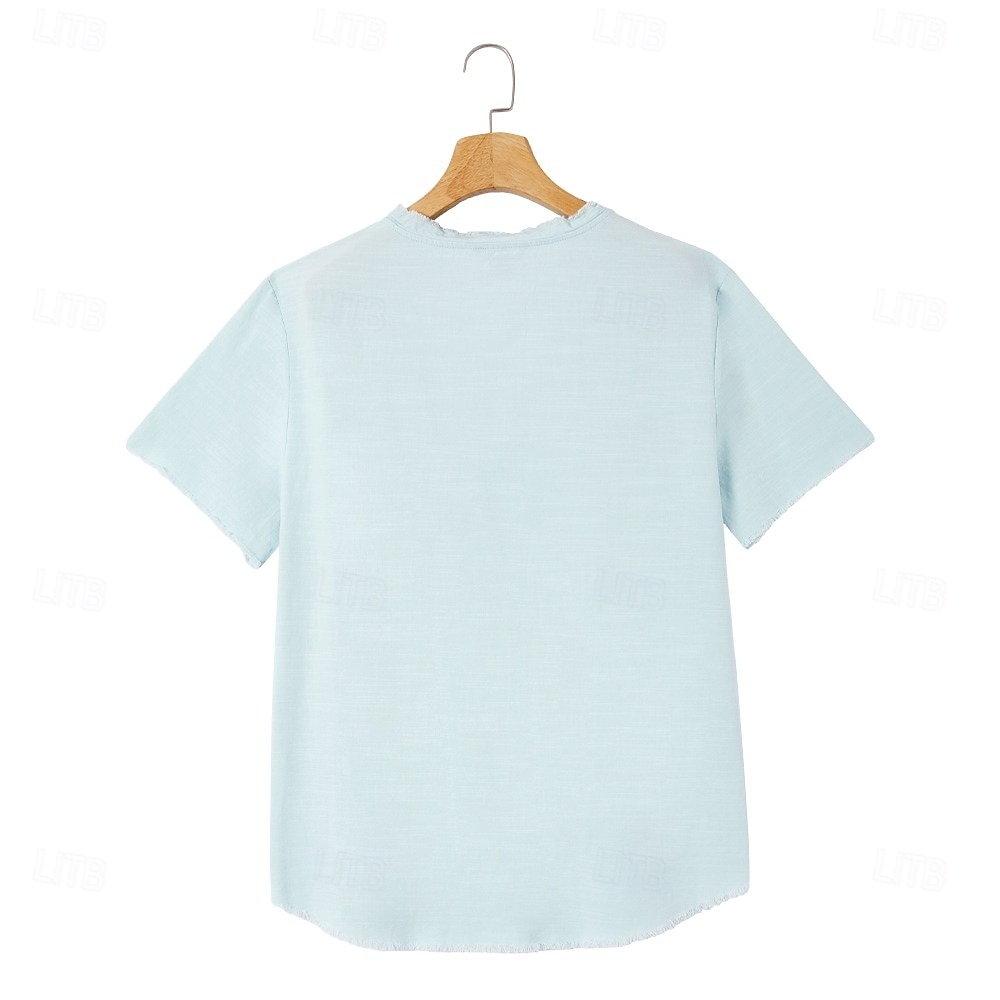 Herren T-Shirt Leinen-T-Shirt Kurze Ärmel V Ausschnitt Sommer Einfach Mode Designer Basic Weich Urlaub Alltagstauglich Strand Hellblau Weiß Rosa Top T-Shirt für Herren 2025 - $20.99 –P4