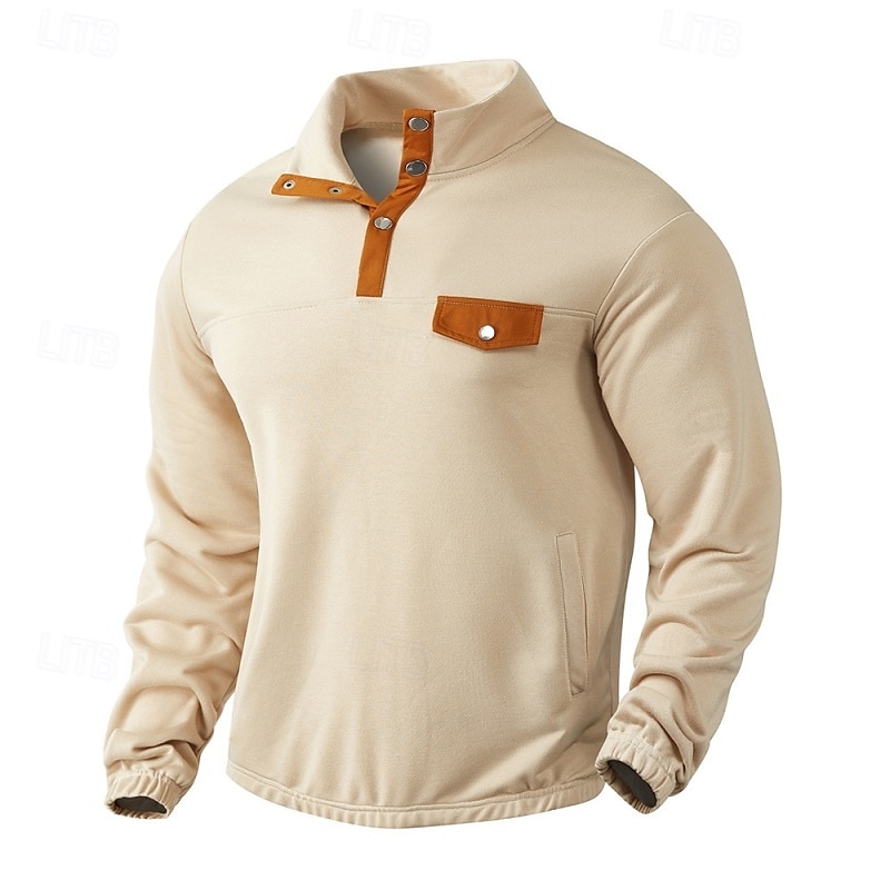 Per uomo Maglia Velluto a coste Felpa con cappuccio Maglione Felpa con cappuccio abbottonata Nero Bianco Beige Grigio Colletto Mao Semplice Patchwork Sport & Outdoor Casuale Quotidiano Streetwear del 2025 a $23.99 –P1