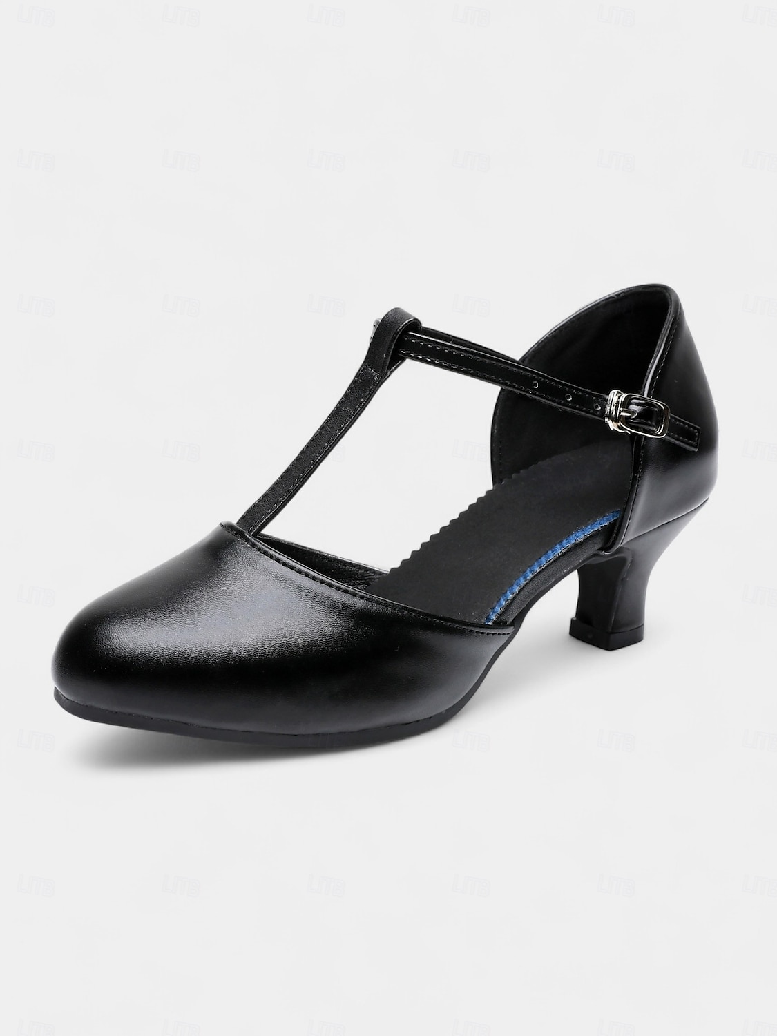 Zapatos de baile negros con tira en T para mujer: cómodos tacones de salón latino con punta cerrada y hebilla ajustable, zapatos de rendimiento profesional para salsa, tango y sesiones de práctica. 2025 - $32.99 –P2