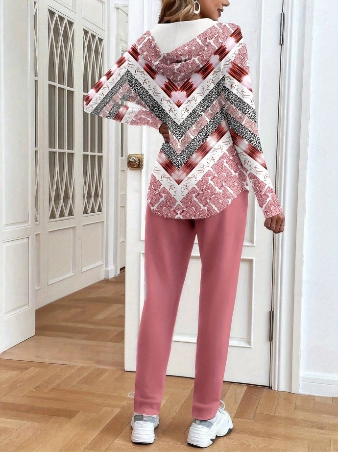 Femmes Actif Quotidien Sweat à capuche Survêtement Ensembles de Pantalons manche longue À capuche A Ombre Graphique Cordon de serrage Imprimé Extérieur Occasionnel Rose Claire Bleu Printemps Coupe de 2025 ? $49.99 –P6