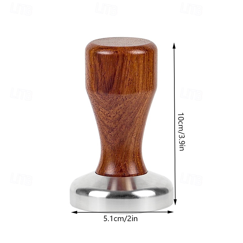 Kaffestamper med håndtak i svart valnøtt eller eik, espressofordeler i rustfritt stål i 304 og tampere for barista, tilbehør til kaffemaskin 2025 - $21.99 –P5