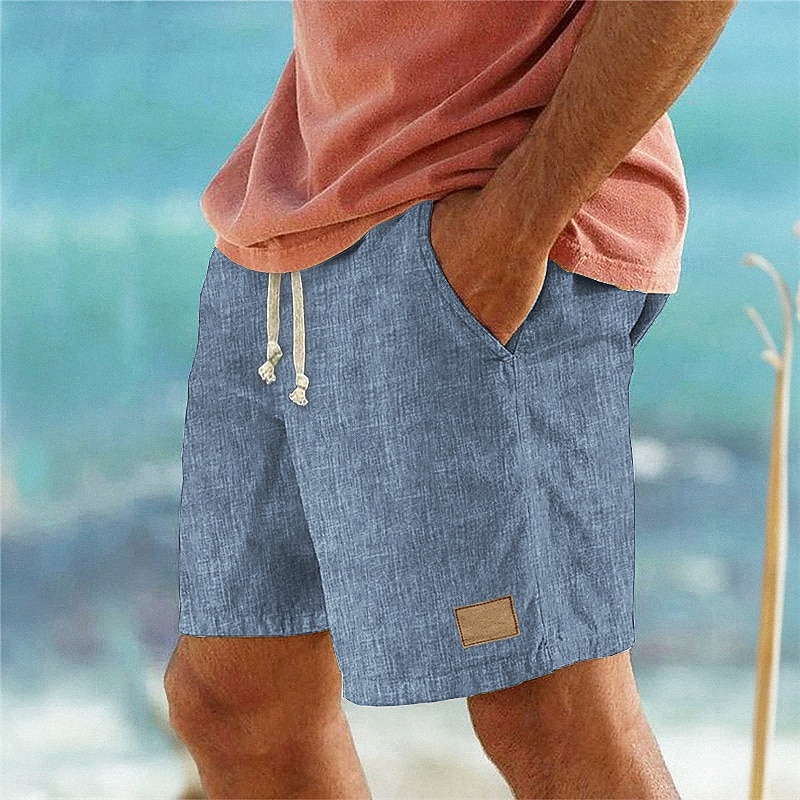 Men's Shorts Linen Shorts Summer Shorts Beach Shorts Drawstring Pocket Elastic Waist Plain Comfort Breathable Short Beach Vacation Holiday Hawaiian Boho Blue Black 2026 - $22.99 –P7