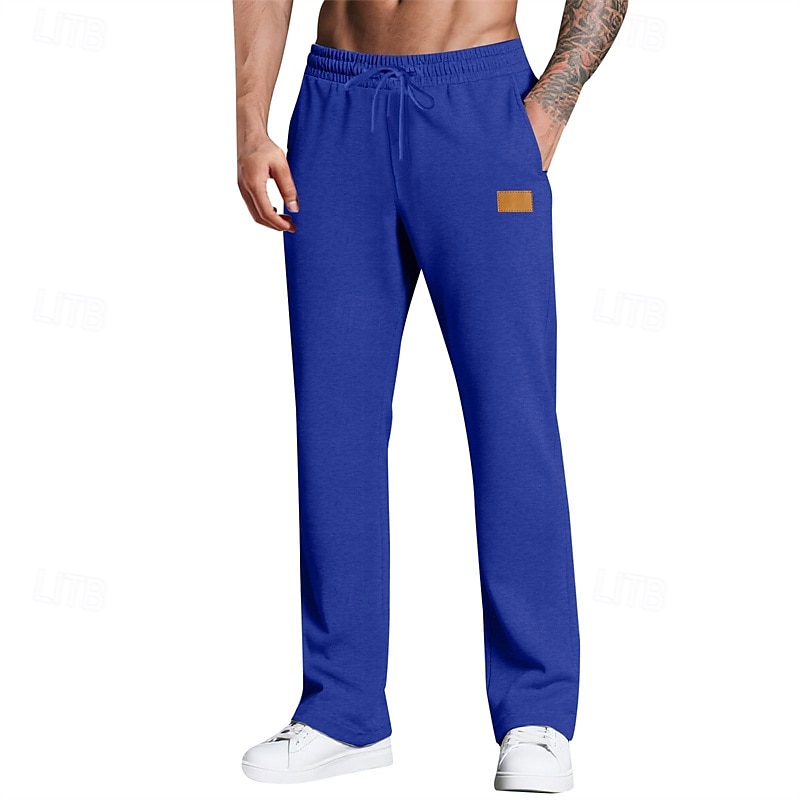 Herr Joggingbyxor Långbyxor Träningsbyxor med raka ben Ficka Elastisk midja Snörning Slät Komfort Utomhussport Dagligen Mode Ledigt Svart Vit Microelastisk 2025 - $17.99 –P4