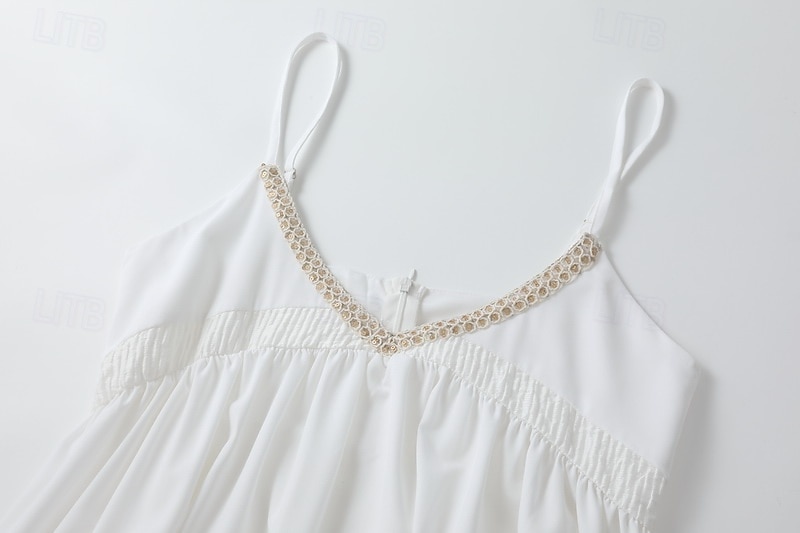 Dam Mini klänning Sommarklänning Slipklänning Boho-klänning Västerländsk klänning Mode Klassisk Modern Utomhus Semester Helgdag Normal Slät Ärmlös Smala axelband Beige Sommar 2025 - $28.99 –P6