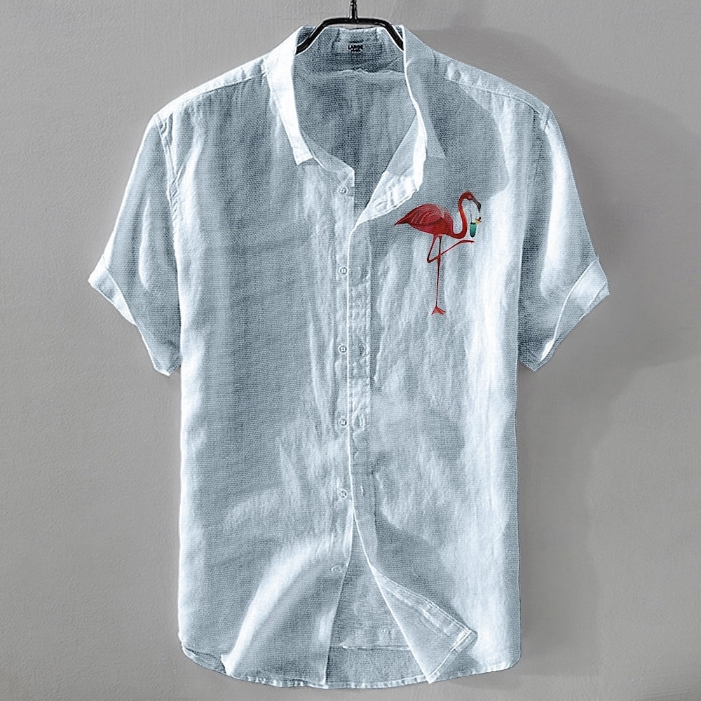 Men's Linen Shirt Casual Shirt Cotton Linen Shirt Button Up Shirt Pattern Vacation Street White Dark Navy Sky Blue Khaki Short Sleeve Lapel Summer Clothing Apparel Buckle 2025 - $17.99 –P4