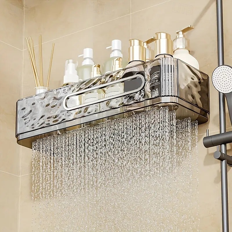 2026年 壁掛け式バスルーム収納ラック、ドリル不要、壁掛け式トイレ収納オーガナイザー、トイレタリーや日用品用の透明コスメティックオーガナイザー  コレクション – $15.99 –P13