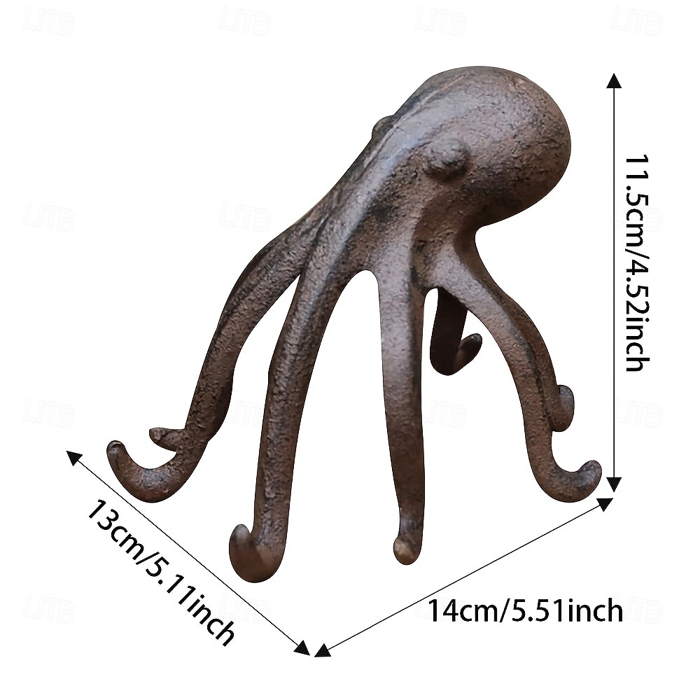 versatile polpo in ghisa - statuetta decorativa a tema nautico porta telefono - statua artistica in metallo non necessita di elettricità per interni &uso esterno natale halloween ringraziamento san del 2025 a $24.99 –P5