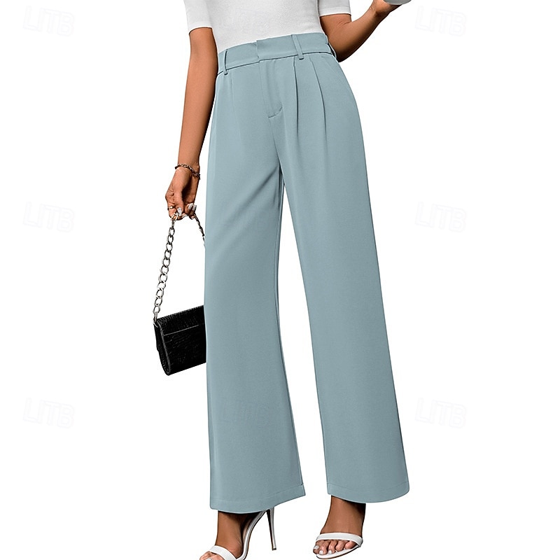 Per donna Gamba larga Pantaloni Eleganti Streetwear Casual Lunghezza intera Naturale Semplice Elastico in vita Confortevole All'aperto Vacanza Ferie Marrone rossastro Rosso violaceo Cenere Grigio del 2025 a $27.99 –P9