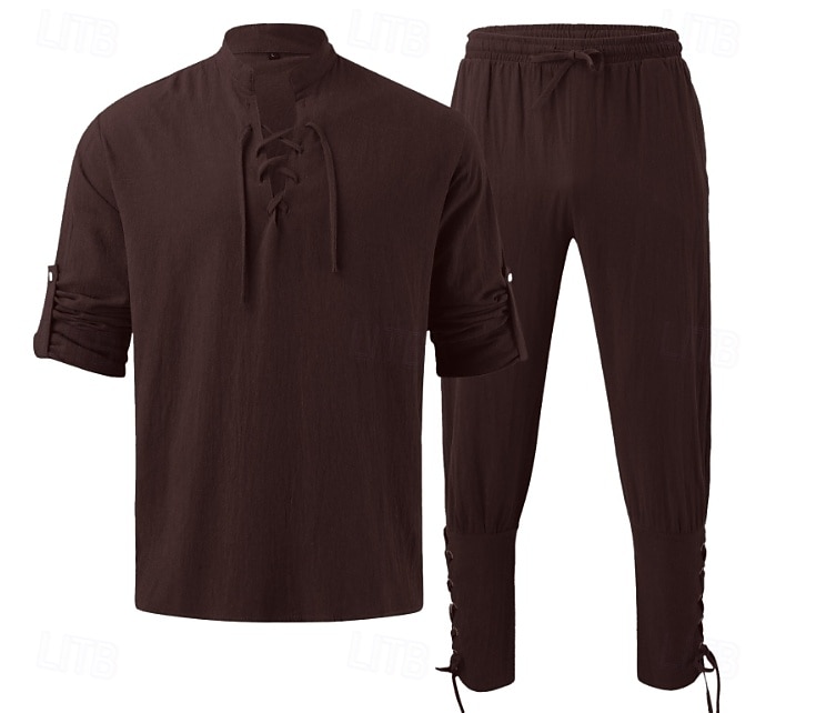 Retrò Vintage Medievale Rinascimento Pantaloni Abiti Camicia Pirata Ranger Costume Per uomo Vichingo Halloween Carnevale Mascherata Performance Mascherata LARP Adulti Camicia Pantaloni del 2026 a $44.99 –P1