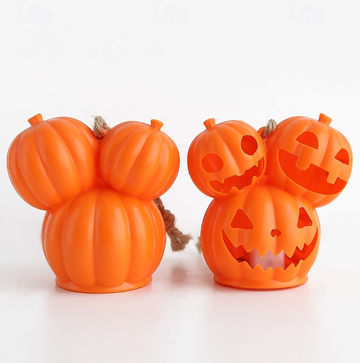 2025年 ハロウィンかぼちゃランタン 光る装飾小道具 3頭ミュータントかぼちゃランタン 雰囲気のある飾りランプ 1個  コレクション – $4.99 –P8